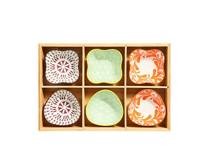 Japanese Wooden Tray – 9-Compartment Bamboo Plate