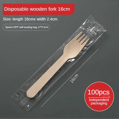 Disposable Wooden Cutlery Set – 100pcs