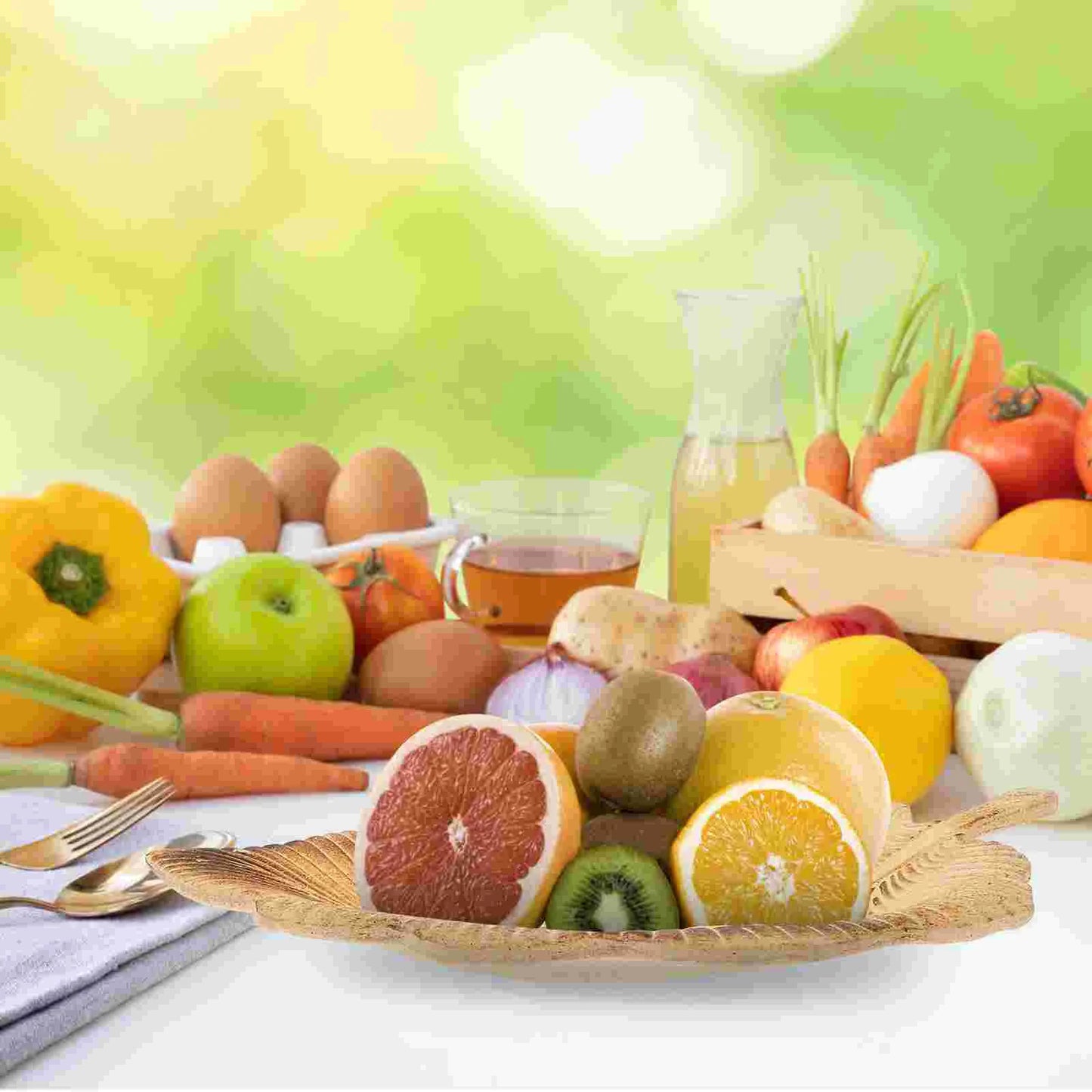 Leaf-Shaped Wooden Snack Tray