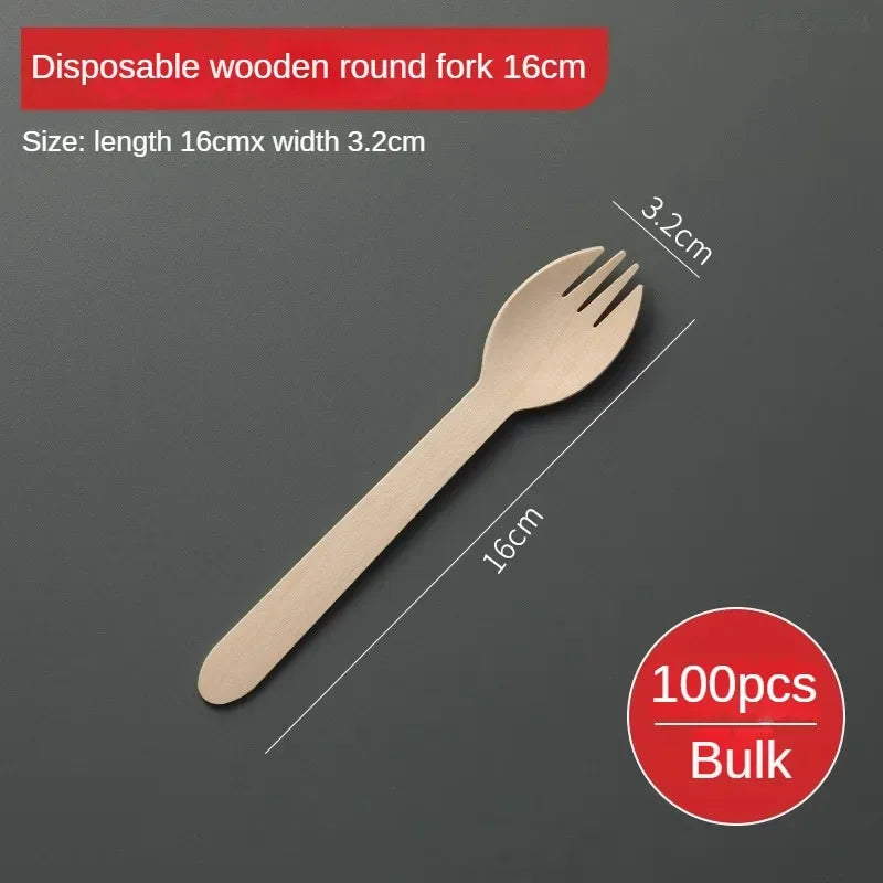 Disposable Wooden Cutlery Set – 100pcs