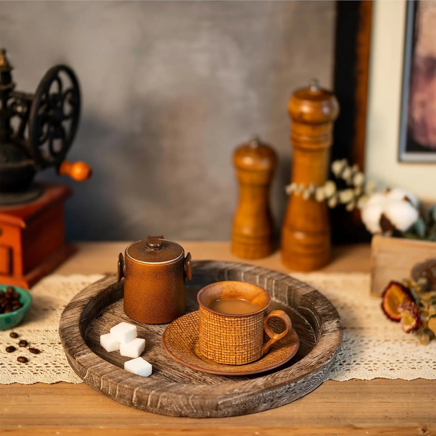Wooden Round Plate – Rustic Heat-Resistant Serving Mat
