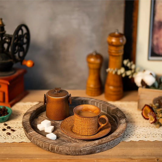 Wooden Round Plate – Rustic Heat-Resistant Serving Mat