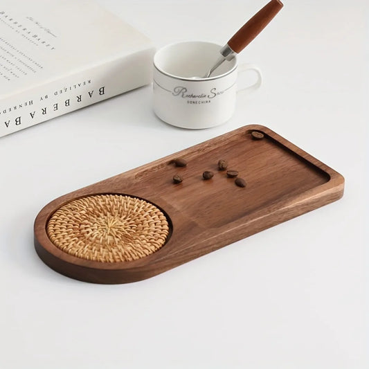 Geometric Wooden Breakfast Tray – Coffee & Snack Board