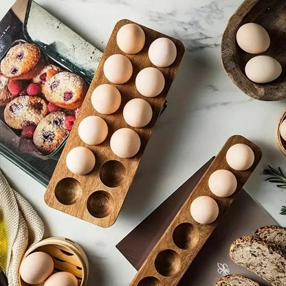 Wooden Egg Storage Tray – Multi-Compartment Kitchen Organizer