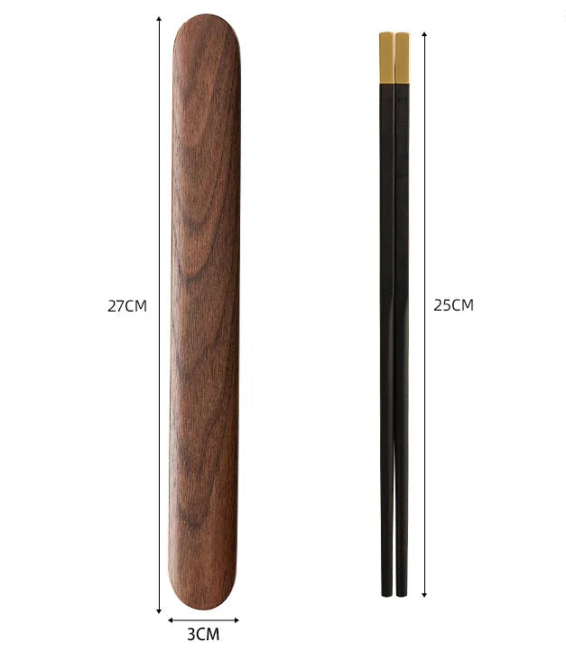 Wooden Cutlery Travel Set – Spoon, Fork & Chopsticks with Box