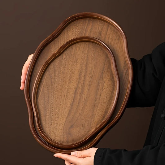 Irregular Oval Wooden Serving Tray