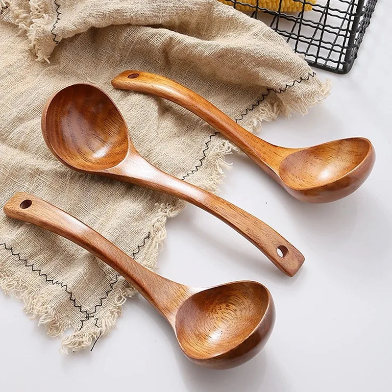 Wooden Soup Spoon with Long Handle
