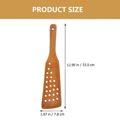 Wooden Cooking Spatula Set – 24 Holes Filter Shovel