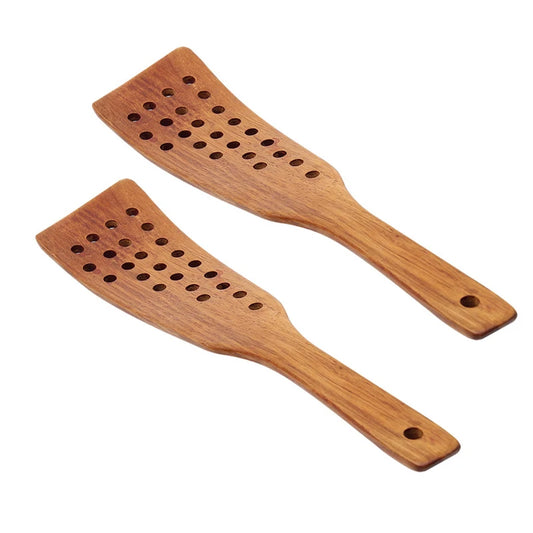 Wooden Cooking Spatula Set – 24 Holes Filter Shovel