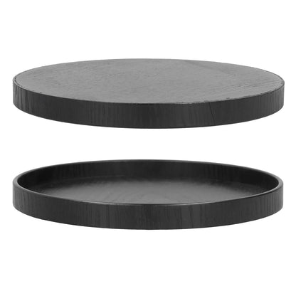 Black Wooden Serving Tray – Round Minimal Design