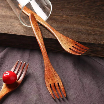 Wooden Fork Set – Natural Dessert & Salad Forks