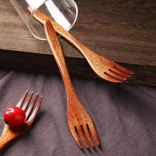 Wooden Fork Set – Natural Dessert & Salad Forks