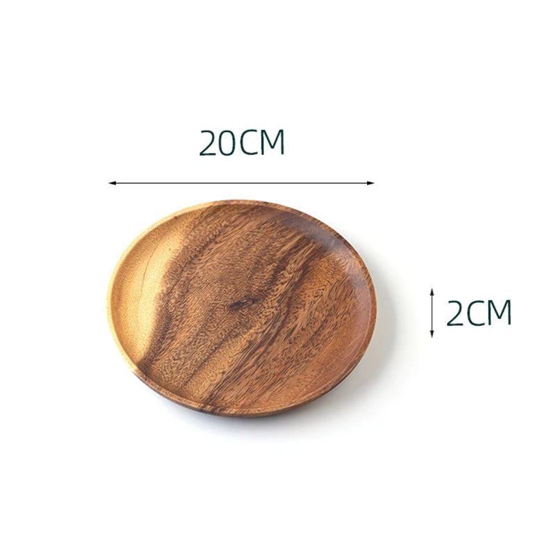 Round Wooden Dinner Plates – Natural Serving Set