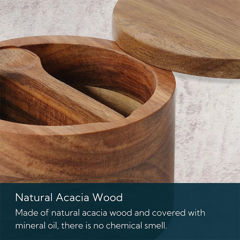 Bamboo Salt Cellar Box with Magnetic Lid