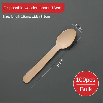 Disposable Wooden Cutlery Set – 100pcs