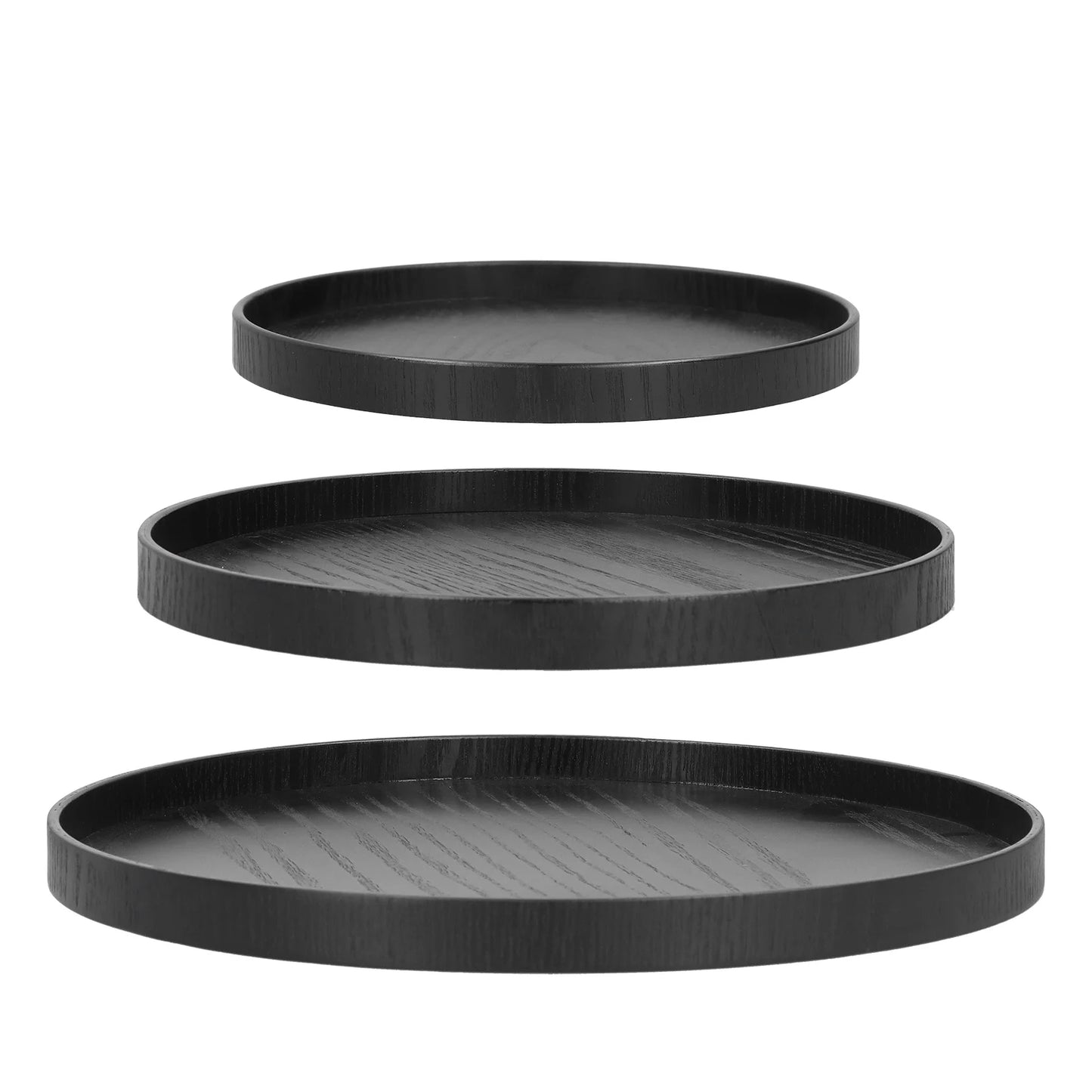 Black Wooden Serving Tray – Round Minimal Design
