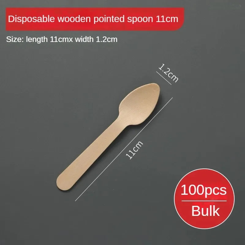 Disposable Wooden Cutlery Set – 100pcs