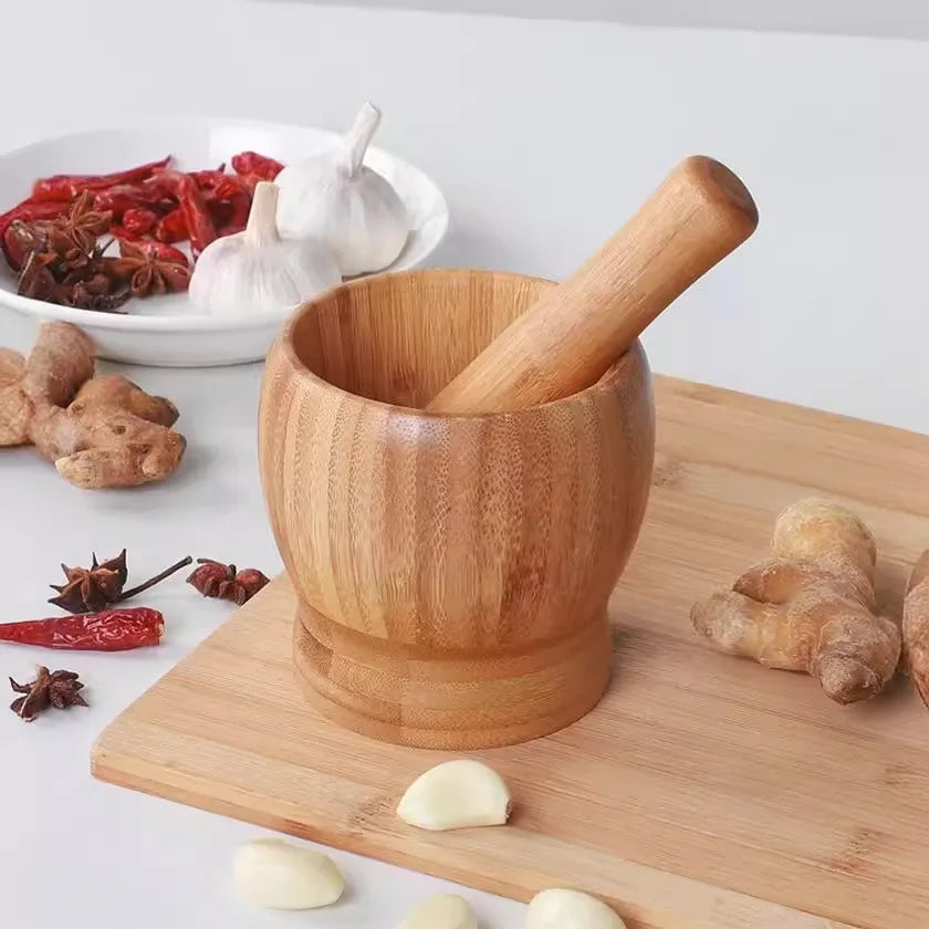 Bamboo Mortar & Pestle Set