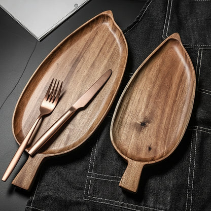 Leaf-Shaped Wooden Serving Tray