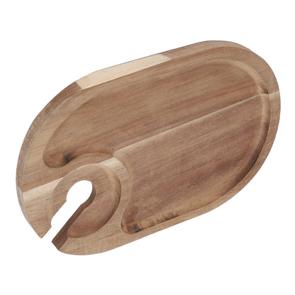 Wooden Wine Appetizer Plate with Glass Holder
