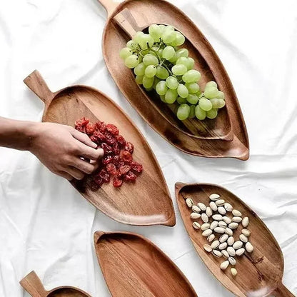 Leaf-Shaped Wooden Serving Tray