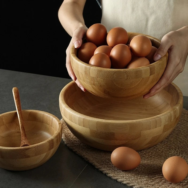 Japanese Wooden Salad Bowl – Large Bamboo Bowl