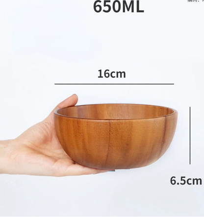 Japanese Acacia Wooden Salad Bowl – Natural Mixing Bowl