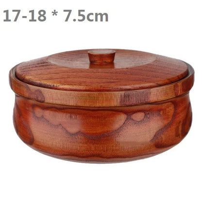 Solid Wooden Salad Bowl with Lid