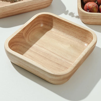 Square Wooden Bowl – Natural Oak Finish