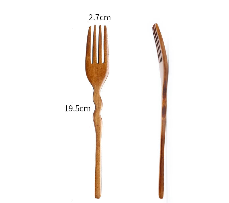 Wooden Fork Set – Natural Dessert & Salad Forks