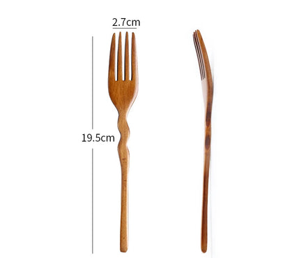 Wooden Fork Set – Natural Dessert & Salad Forks