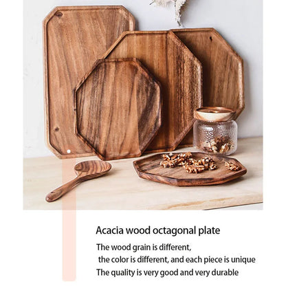 Acacia Wood Octagonal Dinner Plate