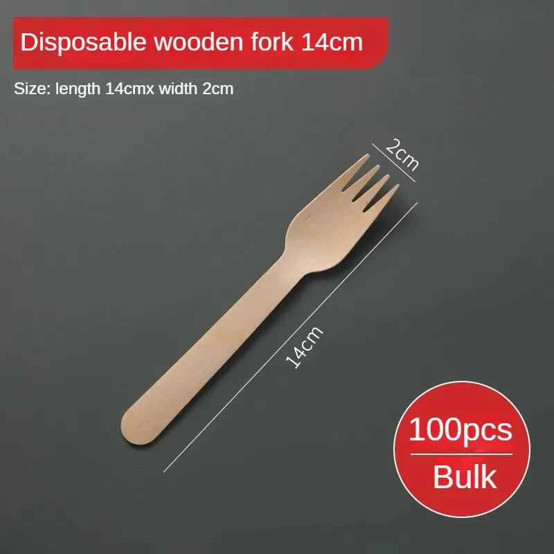 Disposable Wooden Cutlery Set – 100pcs