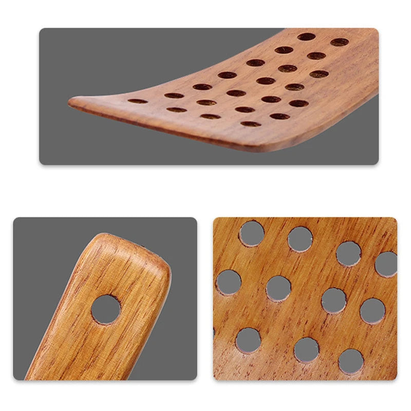 Wooden Cooking Spatula Set – 24 Holes Filter Shovel