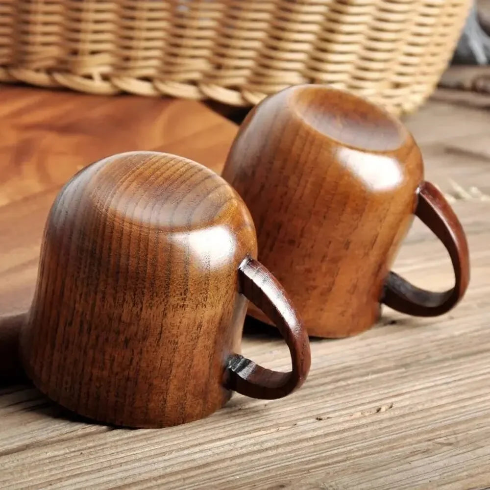 Wooden Cup with Handle – Natural Solid Wood Mug