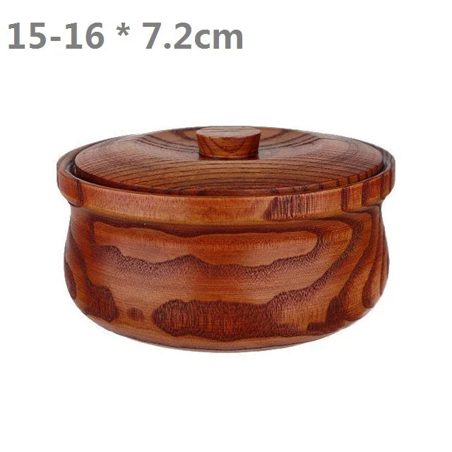 Solid Wooden Salad Bowl with Lid