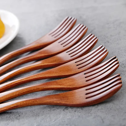 Wooden Fork Set – Natural Dessert & Salad Forks