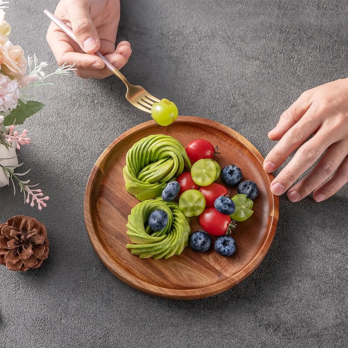 Round Wooden Dinner Plate