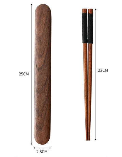 Wooden Cutlery Travel Set – Spoon, Fork & Chopsticks with Box