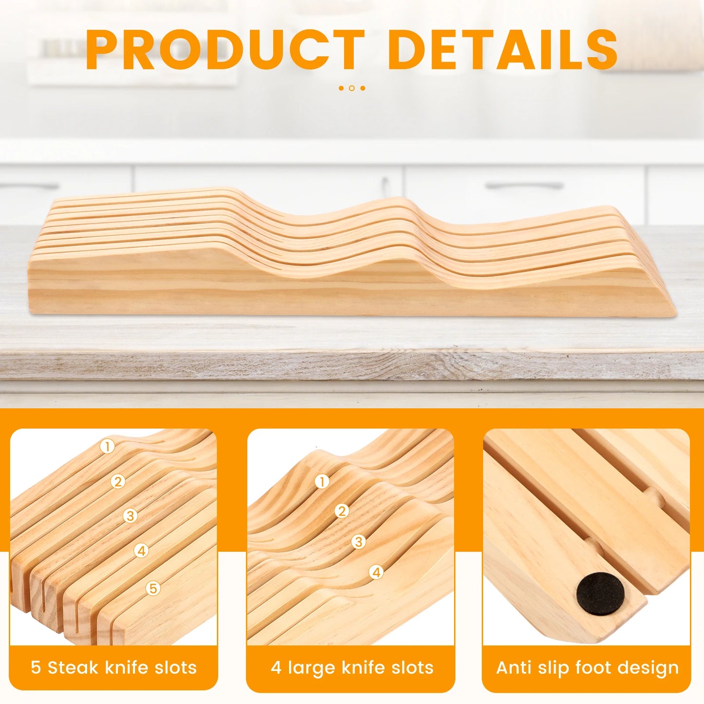 Wooden Knife Storage Rack