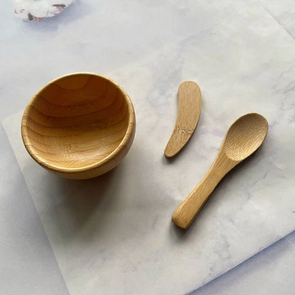 Mini Bamboo Bowl Set – Mixing Bowl with Spoon