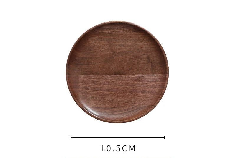 Black Walnut Wooden Tray – Round Snack & Tea Plate