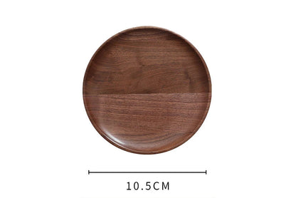 Black Walnut Wooden Tray – Round Snack & Tea Plate