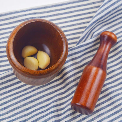 Wooden Garlic Grinder & Mortar Set