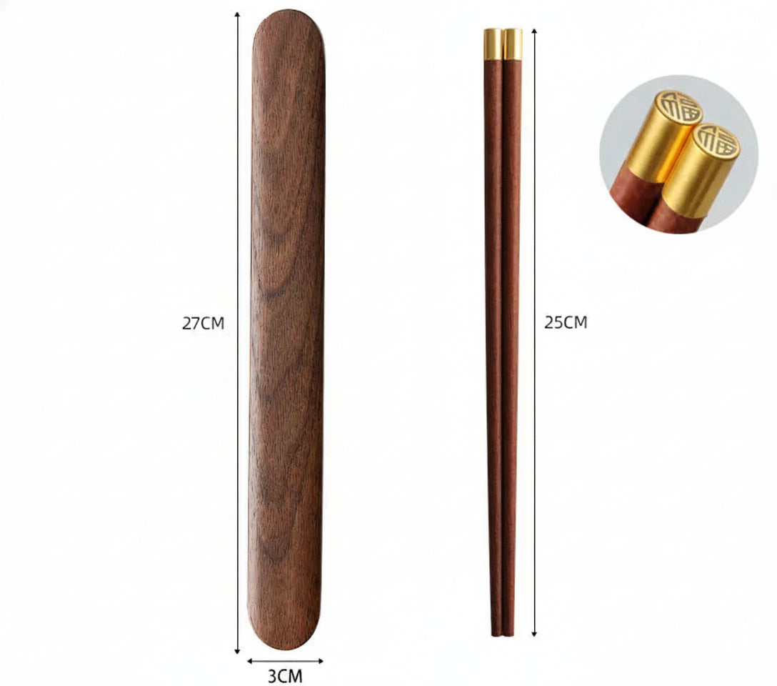 Wooden Cutlery Travel Set – Spoon, Fork & Chopsticks with Box