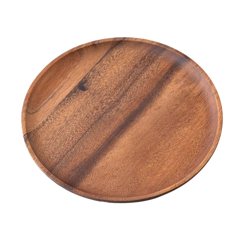 Round Wooden Dinner Plates – Natural Serving Set