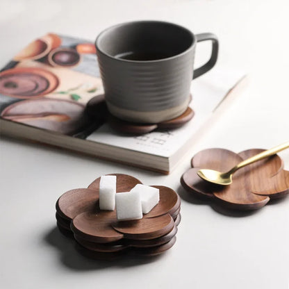 Flower-Shaped Walnut Coasters