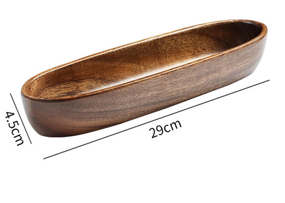 Oval Wooden Serving Bowl – Boat-Shaped Design