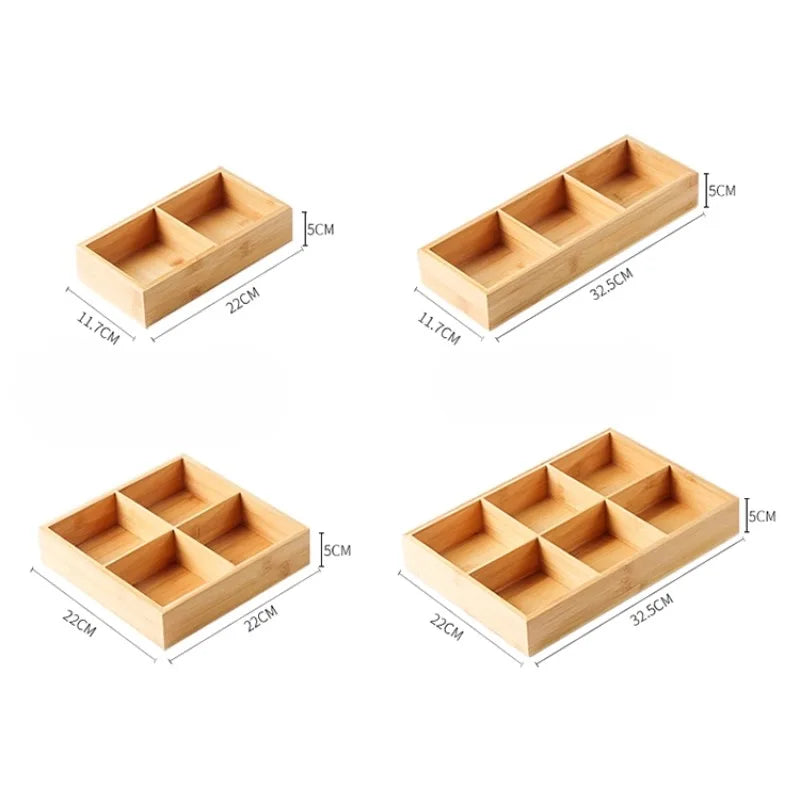 Japanese Wooden Tray – 9-Compartment Bamboo Plate