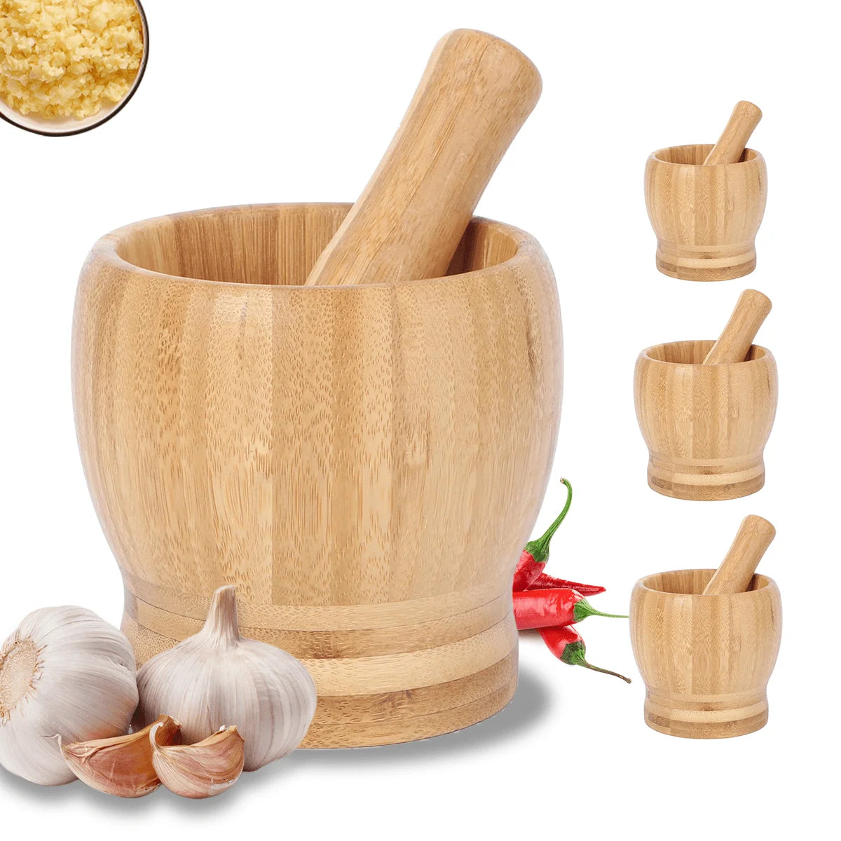Bamboo Mortar & Pestle Set